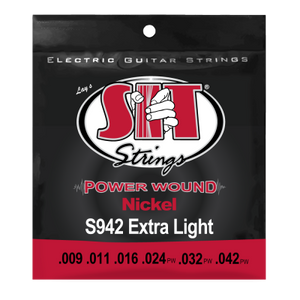 SIT POWERWOUND NICKEL ELECTRIC STRINGS EXTRA LIGHT 09-42 (BONUS .009 & .011 STRINGS)