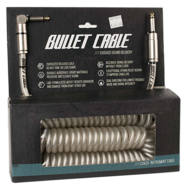 BULLET CABLE 30 COIL CABLE CLEAR STRAIGHT/90 CONNECTORS Stang Guitars
