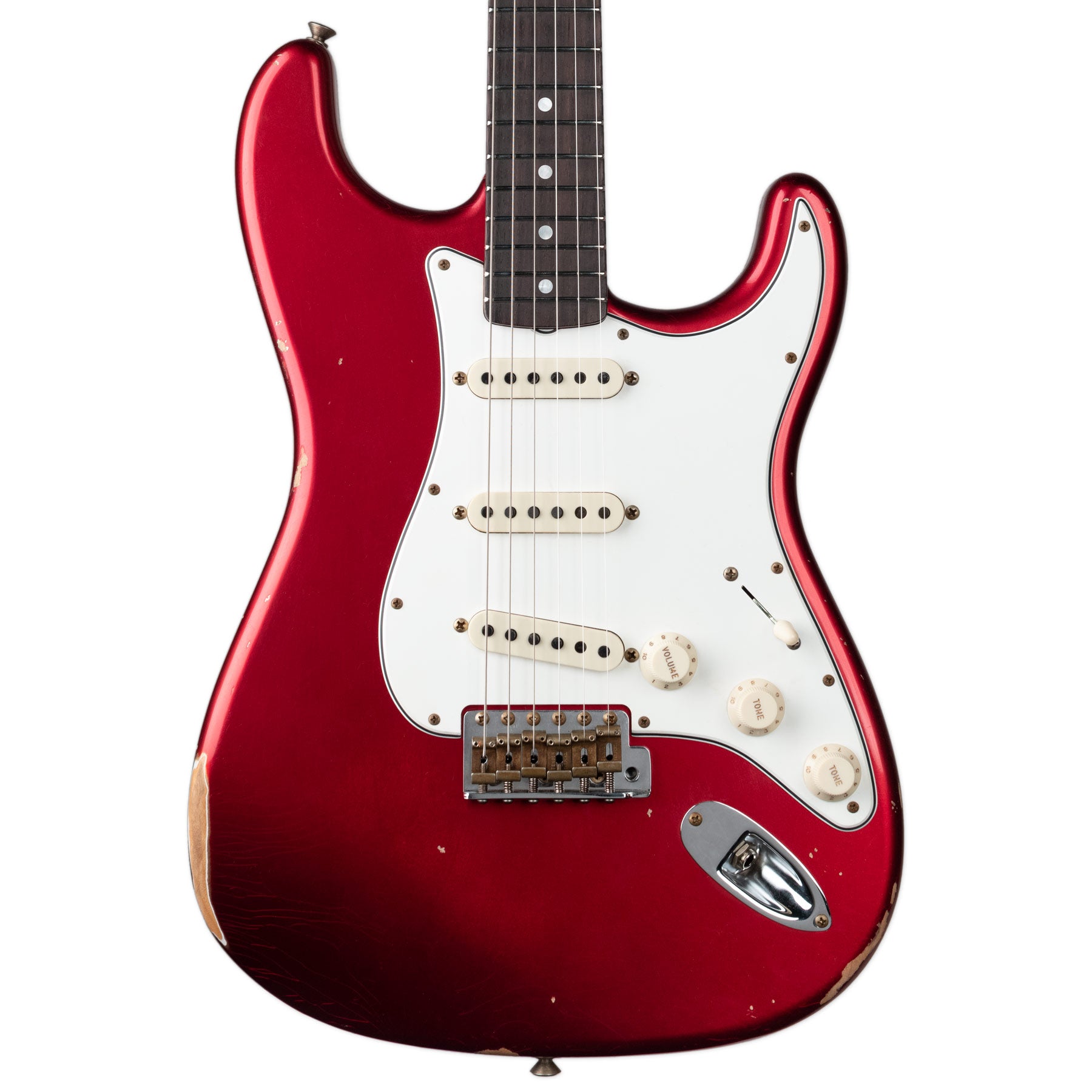 USED FENDER CUSTOM SHOP 2022 LIMITED EDITION '64 STRATOCASTER RELIC - AGED CANDY APPLE RED