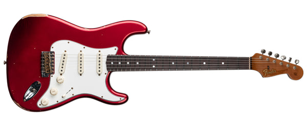 USED FENDER CUSTOM SHOP 2022 LIMITED EDITION '64 STRATOCASTER RELIC - AGED CANDY APPLE RED