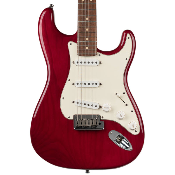 USED FENDER CUSTOM SHOP 2002 CUSTOM CLASSIC STRATOCASTER - BING CHERRY TRANSPARENT WITH CASE AND COA