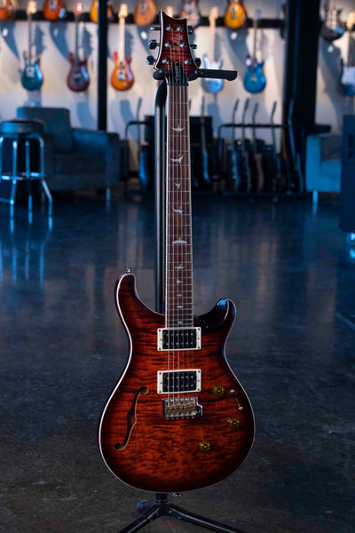 USED PRS SE CUSTOM 24 SEMI-HOLLOW PIEZO ORANGE TIGER BURST - W/GIGBAG