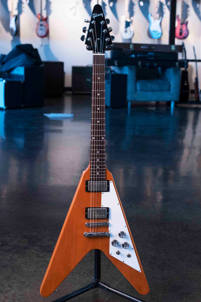 USED GIBSON FLYING V 2022 - ANTIQUE NATURAL WITH CASE AND DUNCAN ANTIQUITY PICKUPS