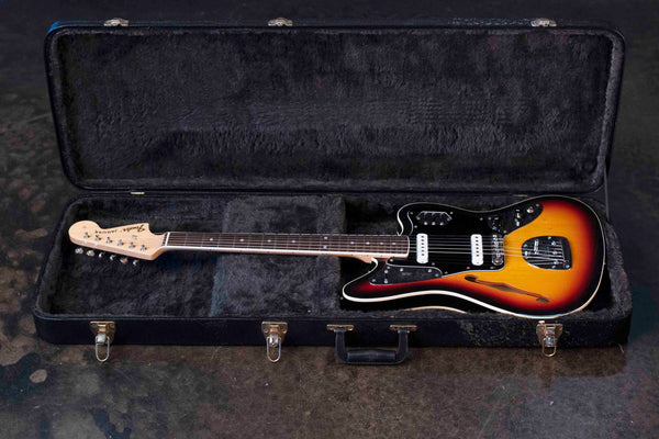USED FENDER JAGUAR THINLINE MIJ FSR - SUNBURST WITH CASE AND MASTERY BRIDGE