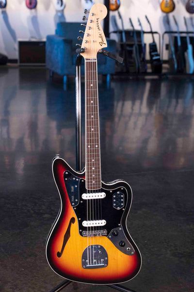 USED FENDER JAGUAR THINLINE MIJ FSR - SUNBURST WITH CASE AND MASTERY BRIDGE