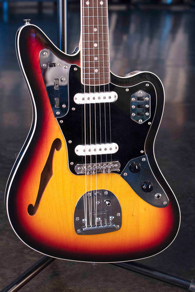 USED FENDER JAGUAR THINLINE MIJ FSR - SUNBURST WITH CASE AND MASTERY BRIDGE