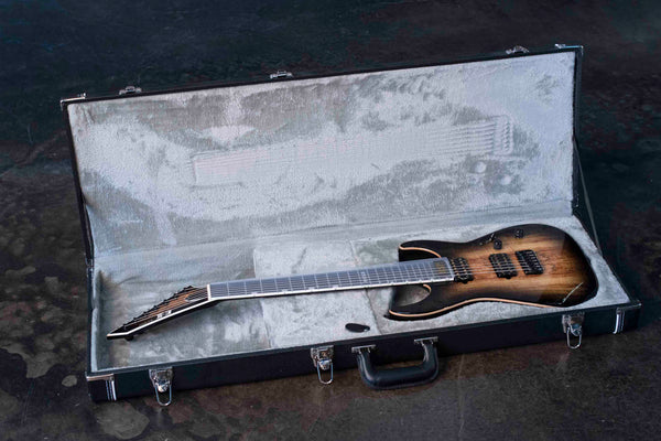 USED ESP E-II M-II 7 HT - SUNBURST WITH BARE KNUCKLE PICKUPS AND CASE