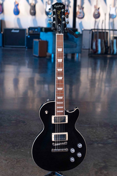USED EPIPHONE MUSE LES PAUL - JET BLACK METALLIC WITH CASE