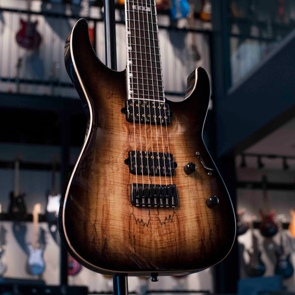 USED ESP E-II M-II 7 HT - SUNBURST WITH BARE KNUCKLE PICKUPS AND CASE