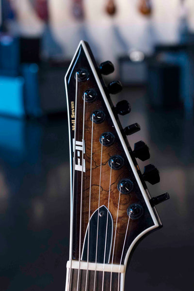 USED ESP E-II M-II 7 HT - SUNBURST WITH BARE KNUCKLE PICKUPS AND CASE