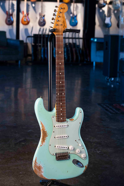 USED FENDER CUSTOM SHOP 1960 RELIC FADED SURF GREEN WITH CASE