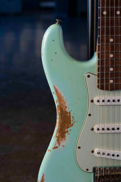 USED FENDER CUSTOM SHOP 1960 RELIC FADED SURF GREEN WITH CASE