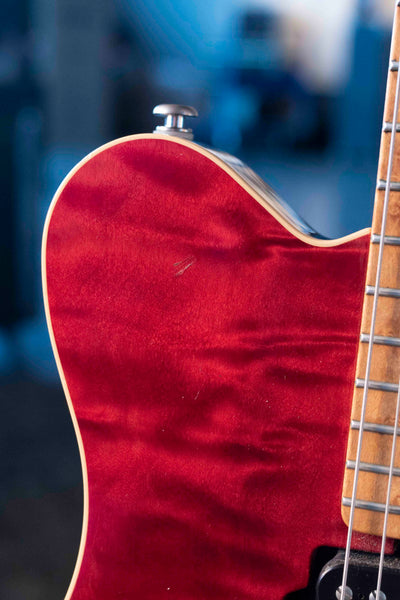 VINTAGE ERNIE BALL MUSIC MAN EDDIE VAN HALEN MODEL 1991 TRANS QUILT RED WITH ORIGINAL CASE
