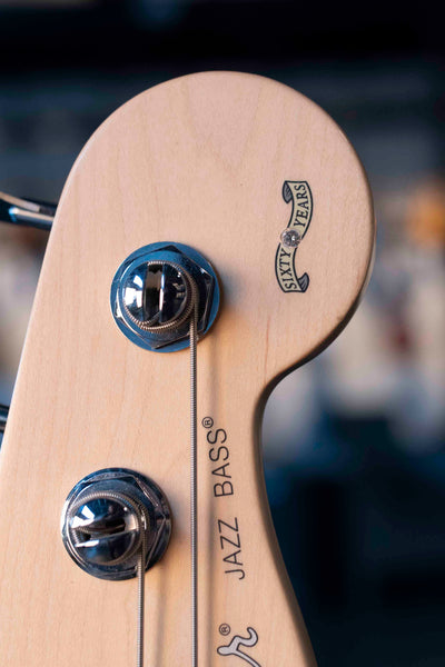 USED FENDER 60TH ANNIVERSARY AMERICAN JAZZ BASS WITH SILVER CASE