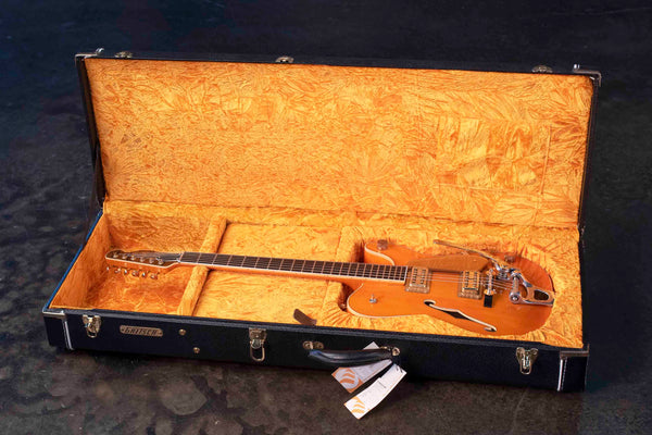 USED FENDER CUSTOM SHOP GRETSCH HYBRID ARCHTOP TELECASTER PAUL WALLER MASTERBUILD - ORANGE WITH CASE