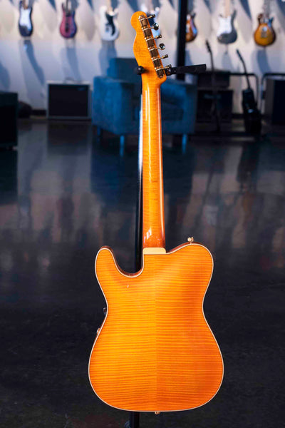 USED FENDER CUSTOM SHOP GRETSCH HYBRID ARCHTOP TELECASTER PAUL WALLER MASTERBUILD - ORANGE WITH CASE