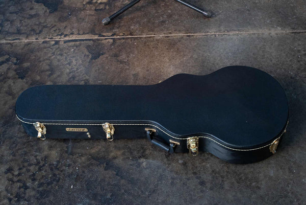 USED GRETSCH G6659TFM PLAYERS EDITION BROADKASTER JR. CENTER BLOCK SINGLE-CUT WITH STRING-THRU BIGSBY AND FLAME MAPLE - BOURBON STAIN WITH CASE