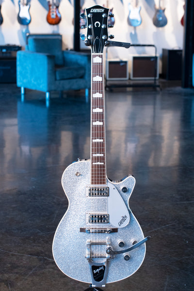 USED GRETSCH SPARKLE JET G6129T - SILVER SPARKLE WITH CASE