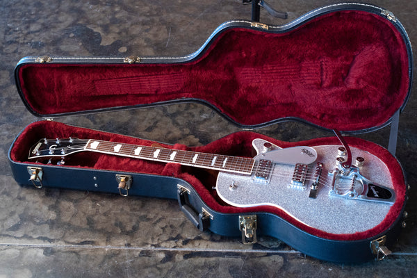 USED GRETSCH SPARKLE JET G6129T - SILVER SPARKLE WITH CASE