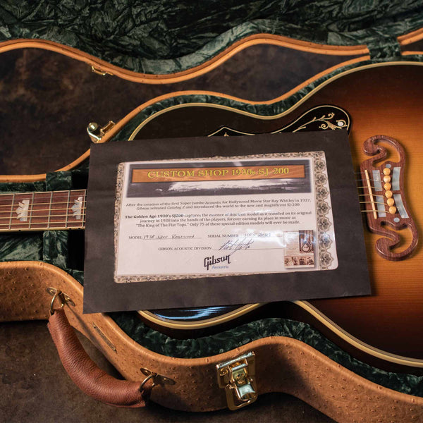 USED GIBSON CUSTOM SJ-200 “1938”  - FIGURED ROSEWOOD WITH FAUX OSTRICH CASE 1 OF 75