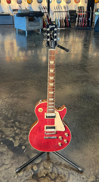 USED GIBSON LES PAUL STANDARD 60S FIGURED TOP - TRANSLUCENT FUCHSIA