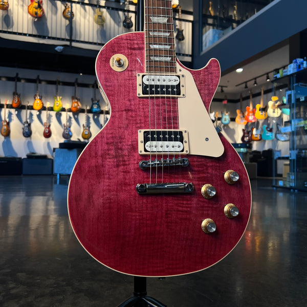 USED GIBSON LES PAUL STANDARD 60S FIGURED TOP - TRANSLUCENT FUCHSIA