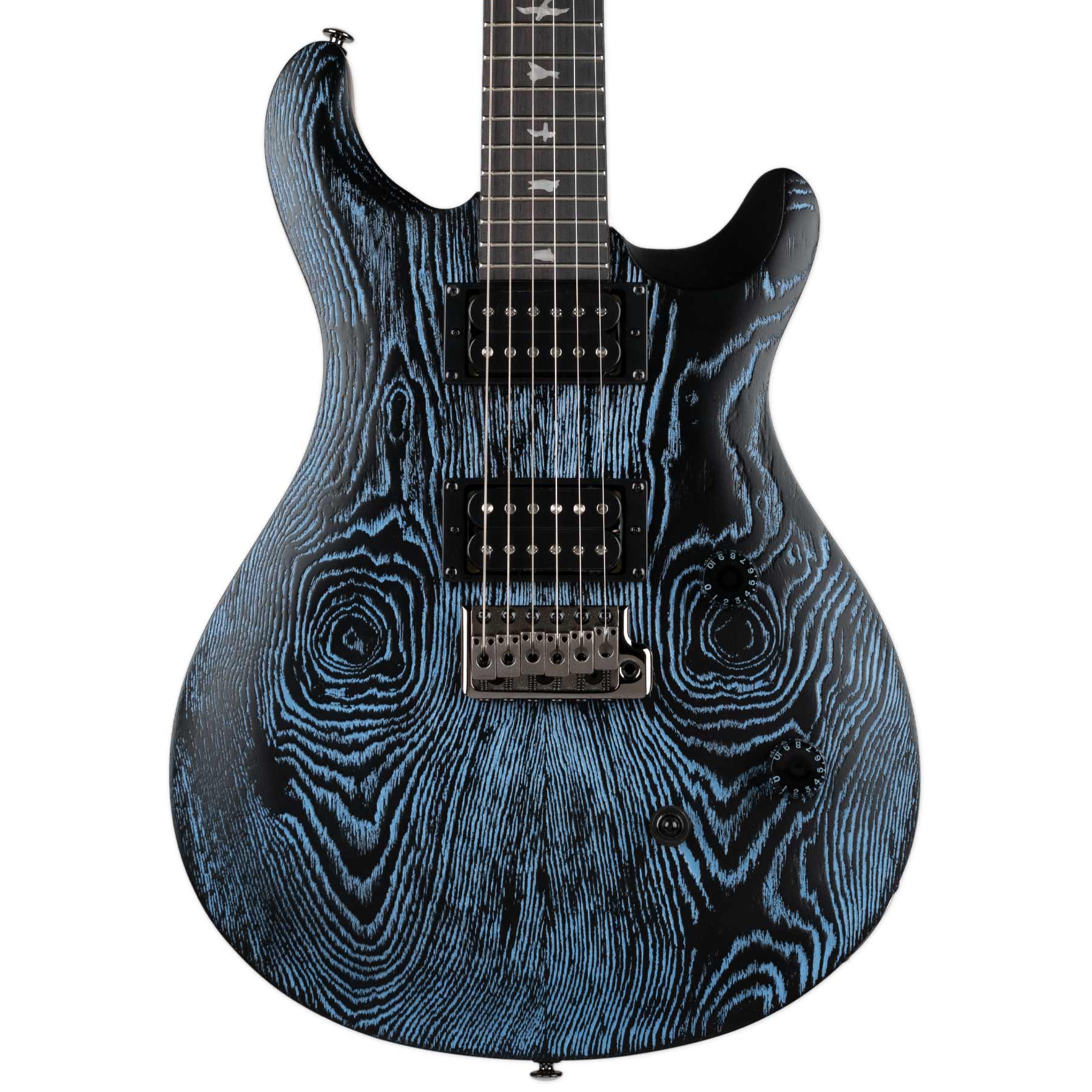 PRS SE SANDBLASTED BLUE CE 24 LTD, CARVED SWAMP ASH TOP