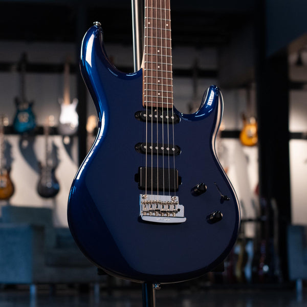 USED ERNIE BALL MUSIC MAN LUKE 4 HSS WITH MONO CASE - BUTANE BLUE