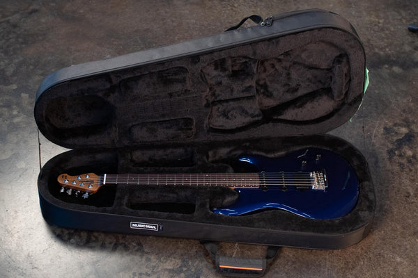 USED ERNIE BALL MUSIC MAN LUKE 4 HSS WITH MONO CASE - BUTANE BLUE