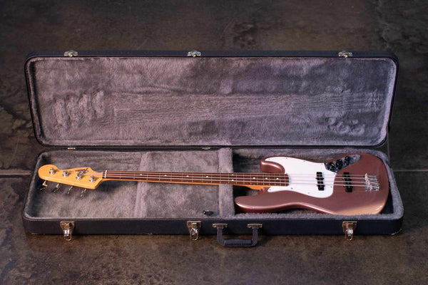 USED FENDER 2003 JAZZ BASS FSR BURGUNDY MIST METALLIC WITH CASE
