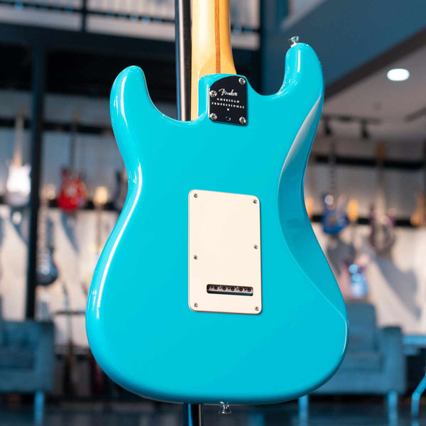 USED FENDER AMERICAN PROFESSIONAL II STRATOCASTER - MIAMI BLUE  WITH BKP PICKUPS