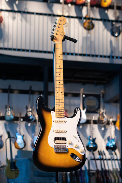 USED FENDER JV MODIFIED '50S STRATOCASTER HSS - 2-COLOUR SUNBURST WITH BAG