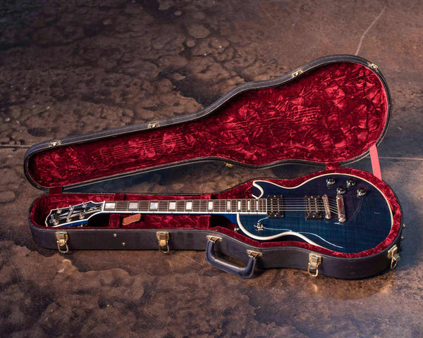 USED GIBSON CUSTOM SHOP LES PAUL CUSTOM KOA 2003 - TRANS BLUE WITH CASE