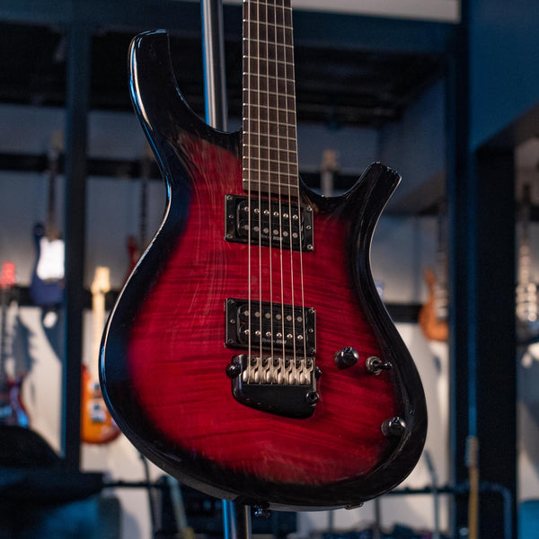 USED PARKER PDF80 CARVED MAHOGANY BODY - FLAME WINE  - FLAME WINE SUNBURST WITH CASE