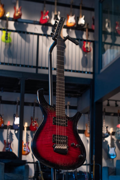 USED PARKER PDF80 CARVED MAHOGANY BODY - FLAME WINE  - FLAME WINE SUNBURST WITH CASE