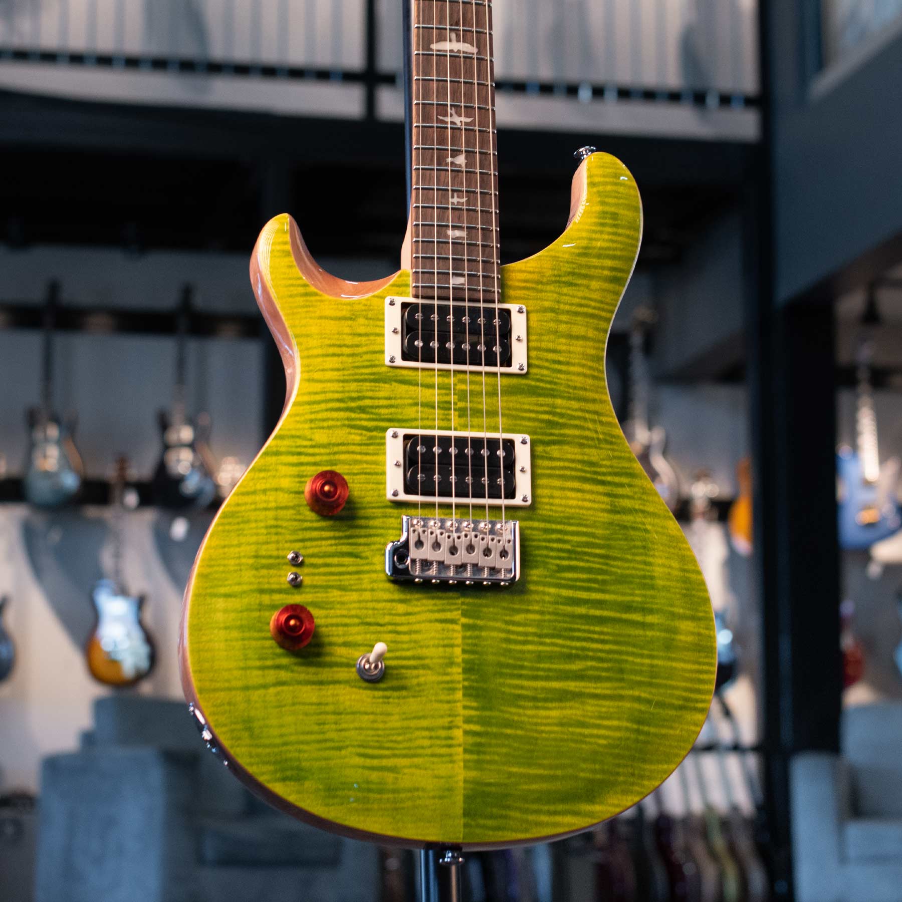 USED PRS SE CUSTOM 24-08 LEFT HANDED ERIZA VERDE W/GIGBAG & LOCKING TUNER UPGRADE