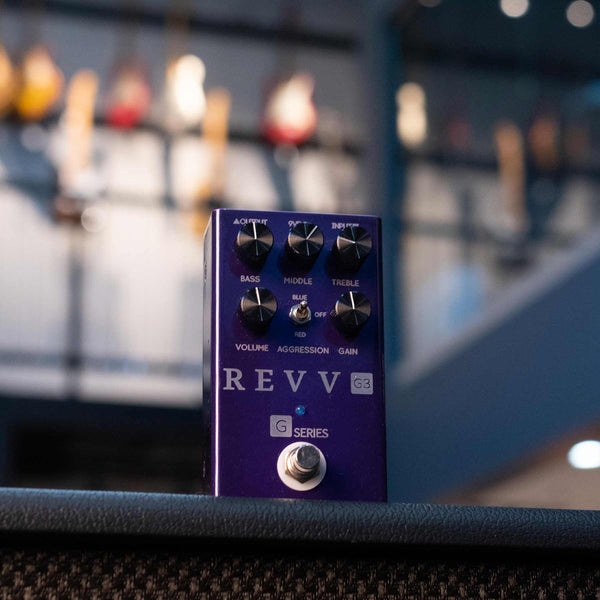 USED REVV G3 PURPLE CHANNEL OVERDRIVE/DISTORTION PEDAL WITH BOX