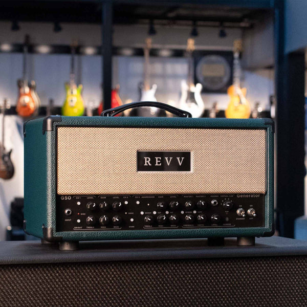 USED REVV G50 HEAD - CUSTOM GREEN TOLEX WITH GATOR ROADCASE AND FOOTSWITCH