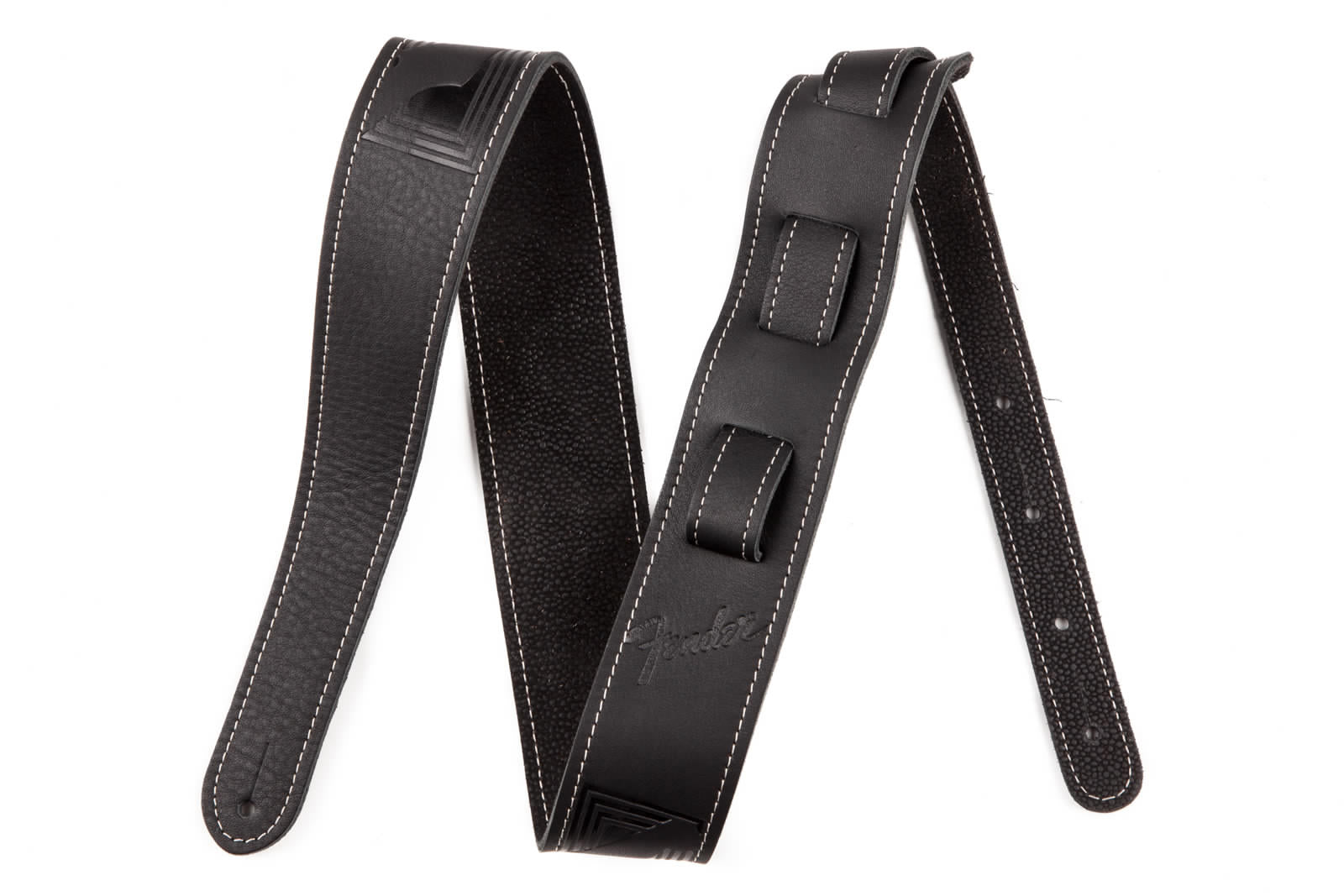 FENDER MONOGRAM LEATHER STRAP - BLACK