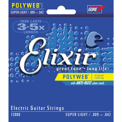 ELIXIR POLYWEB ELECTRIC STRINGS SUPER LIGHT .009-.042