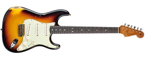 FENDER CUSTOM SHOP LIMTED EDITION '64 STRATOCASTER RELIC - FADED AGED 3-COLOUR SUNBURST