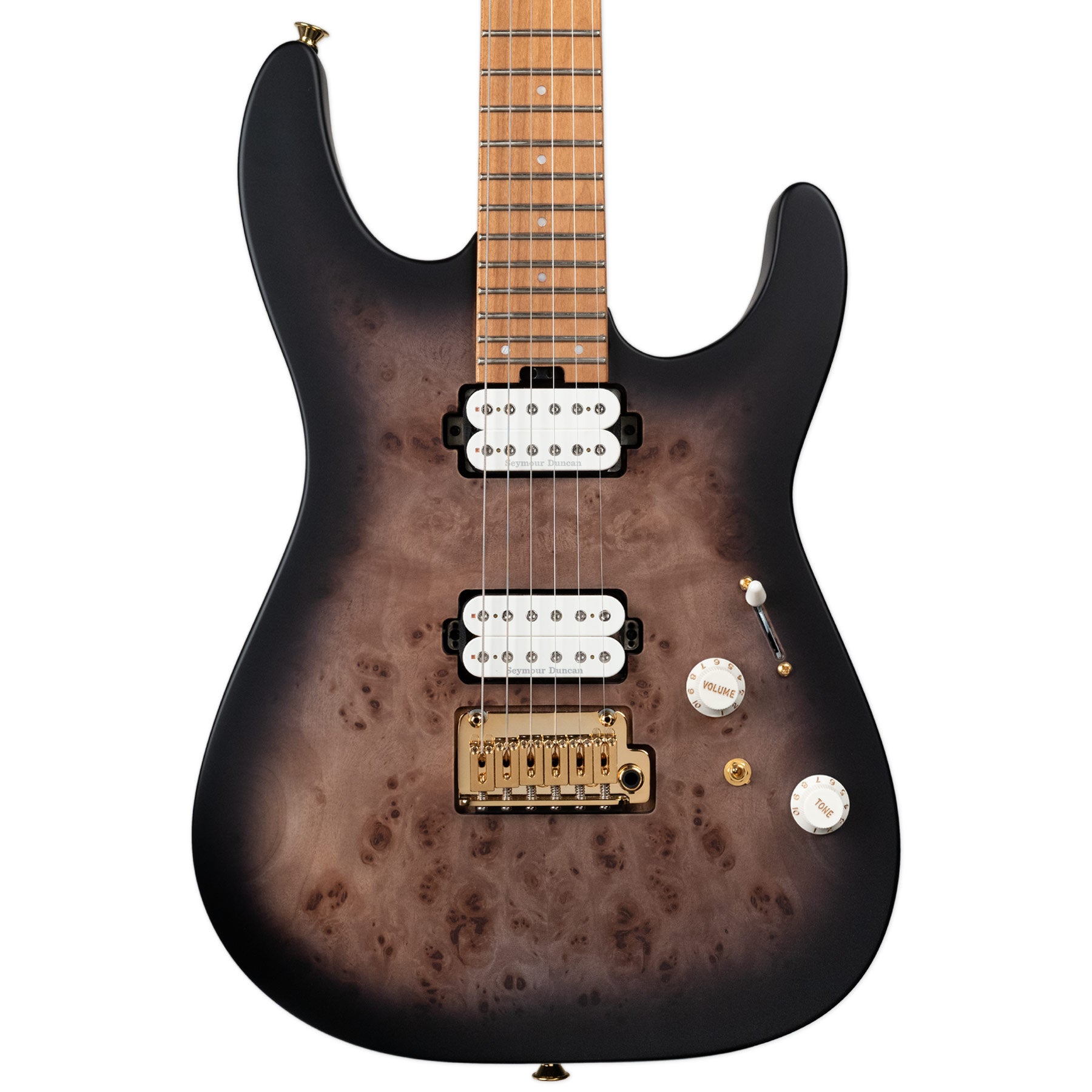 CHARVEL PRO-MOD DK24 HH 2PT CM POPLAR BURL TRANS BLACK BURST