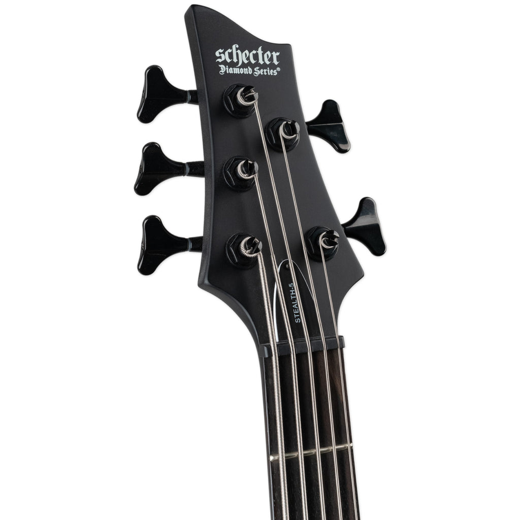 USED SCHECTER STILETTO STEALTH 5-STRING BASS - SATIN BLACK WITH GIGBAG ...