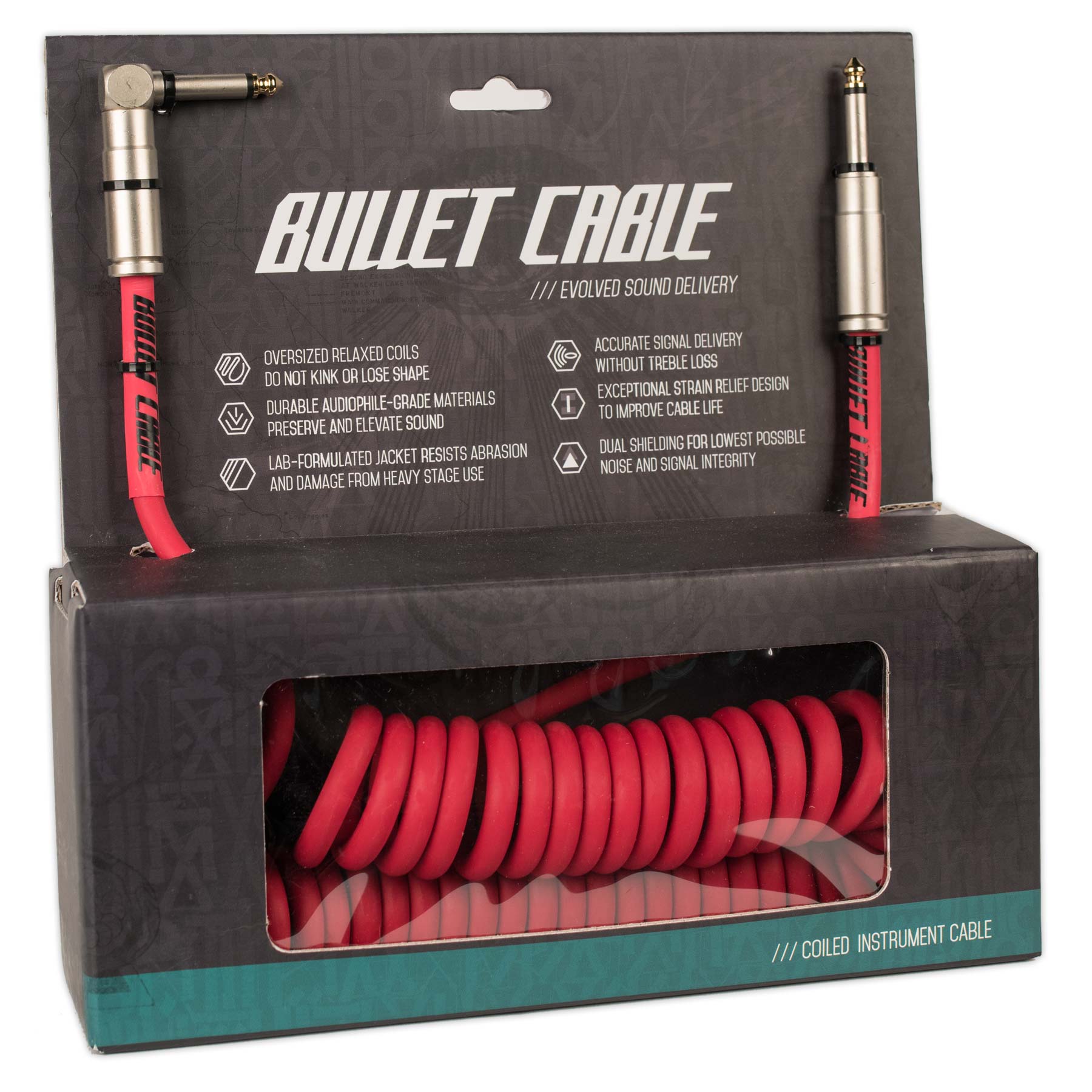 BULLET CABLE 15' COIL CABLE RED STRAIGHT/90 CONNECTORS