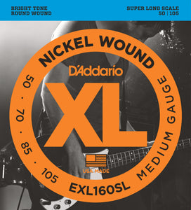 D'ADDARIO NICKEL WOUND BASS STRINGS MEDIUM 50-105 SUPER LONG SCALE