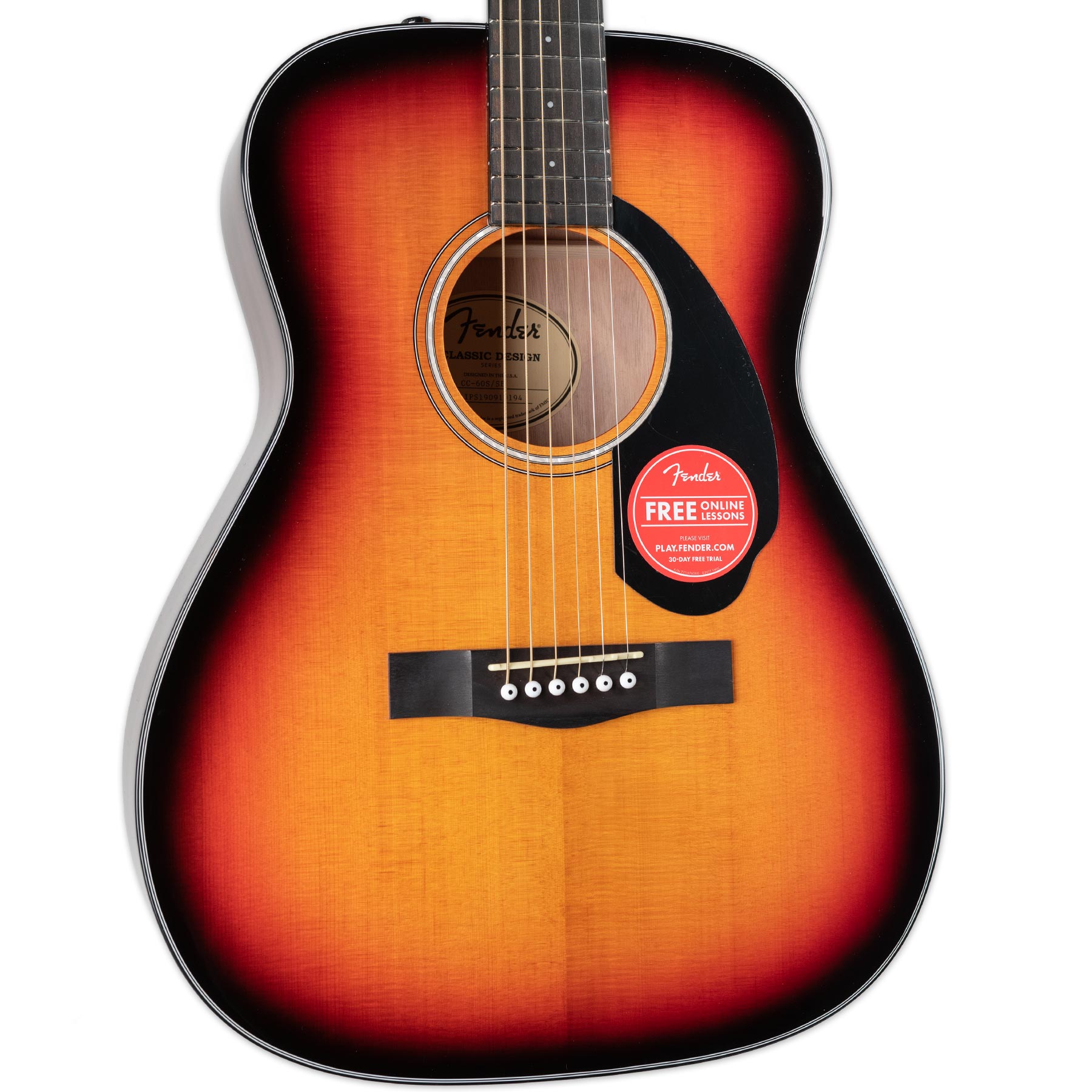 FENDER CC-60S CONCERT SIZED ACOUSTIC GUITAR - SUNBURST