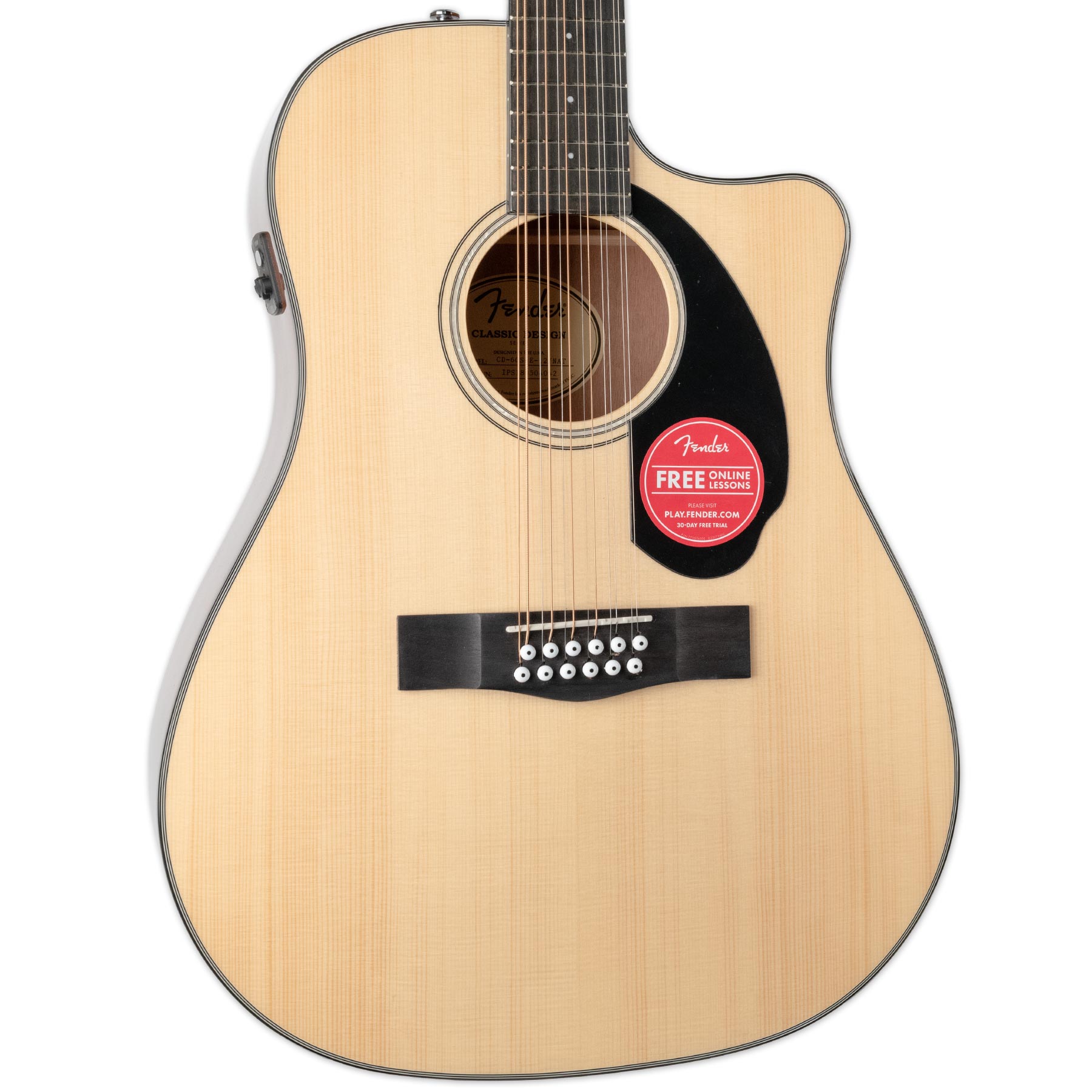 FENDER CD-60SCE DREADNOUGHT 12-STRING ACOUSTIC ELECTRIC WALNUT FINGERBOARD- NATURAL