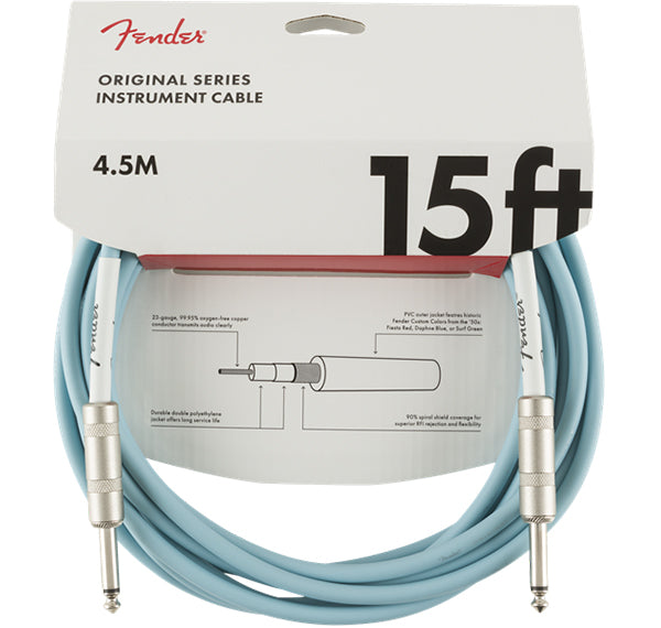FENDER ORIGINAL SERIES INSTRUMENT CABLE 15’ DAPHNE BLUE STRAIGHT TO STRAIGHT