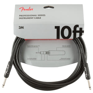 FENDER PROFESSIONAL SERIES INSTRUMENT CABLE 10’ BLACK STRAIGHT TO STRAIGHT