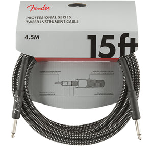 FENDER PROFESSIONAL SERIES INSTRUMENT CABLE 15’ GREY TWEED STRAIGHT TO STRAIGHT